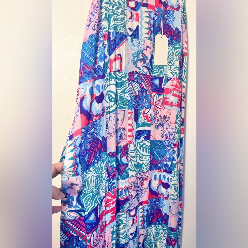 Emily Wonder Maxi Dress Pink and blue Floral spaghetti strap dress size M NWT - Picture 6 of 7
